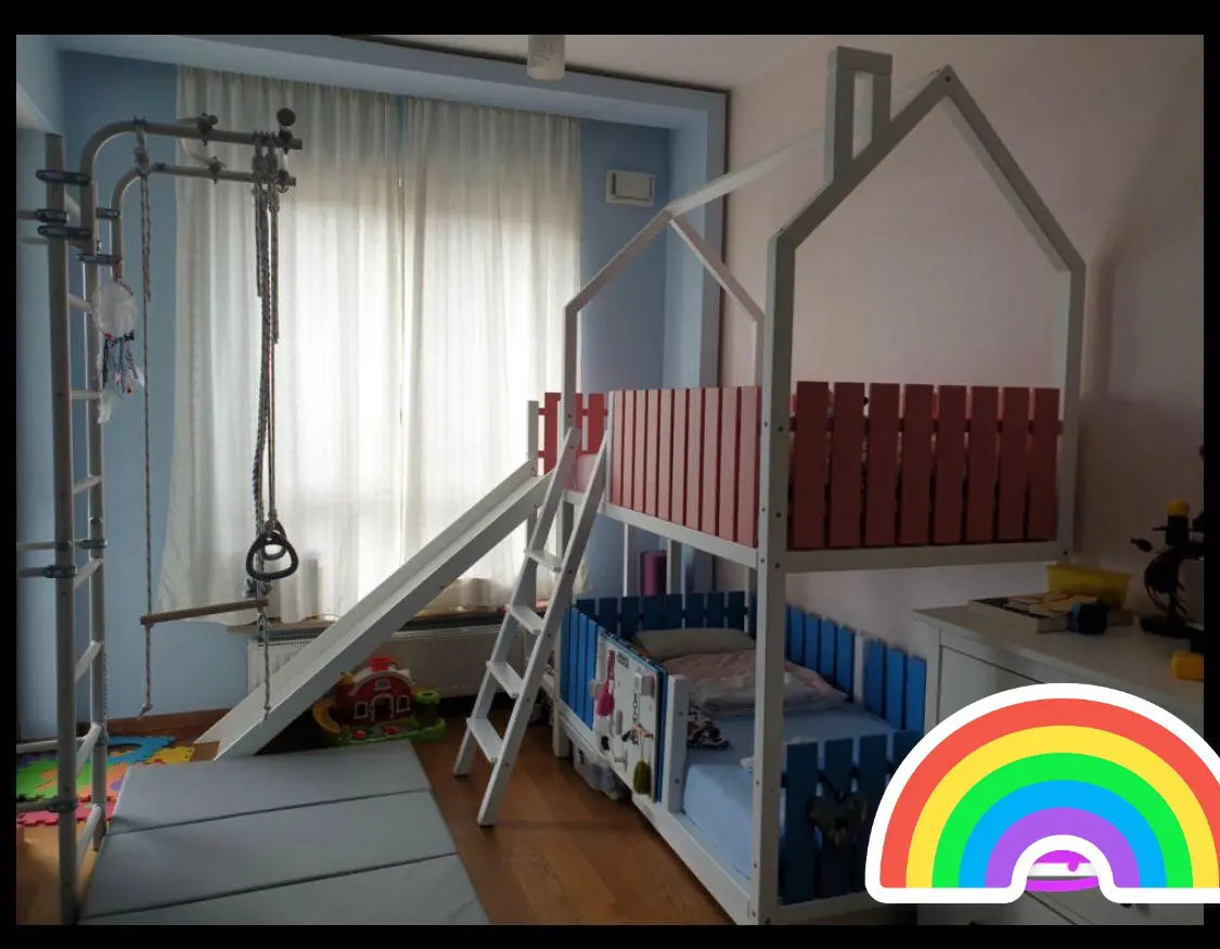 Hausbett, Spielbett LUNA (Leiter,Treppe,Rutsche) - Kubuk Moebel