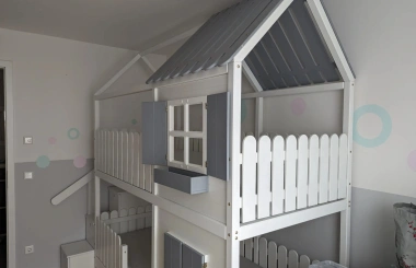 Hausbett, Spielbett LUNA (Leiter,Treppe,Rutsche) - Kubuk Moebel