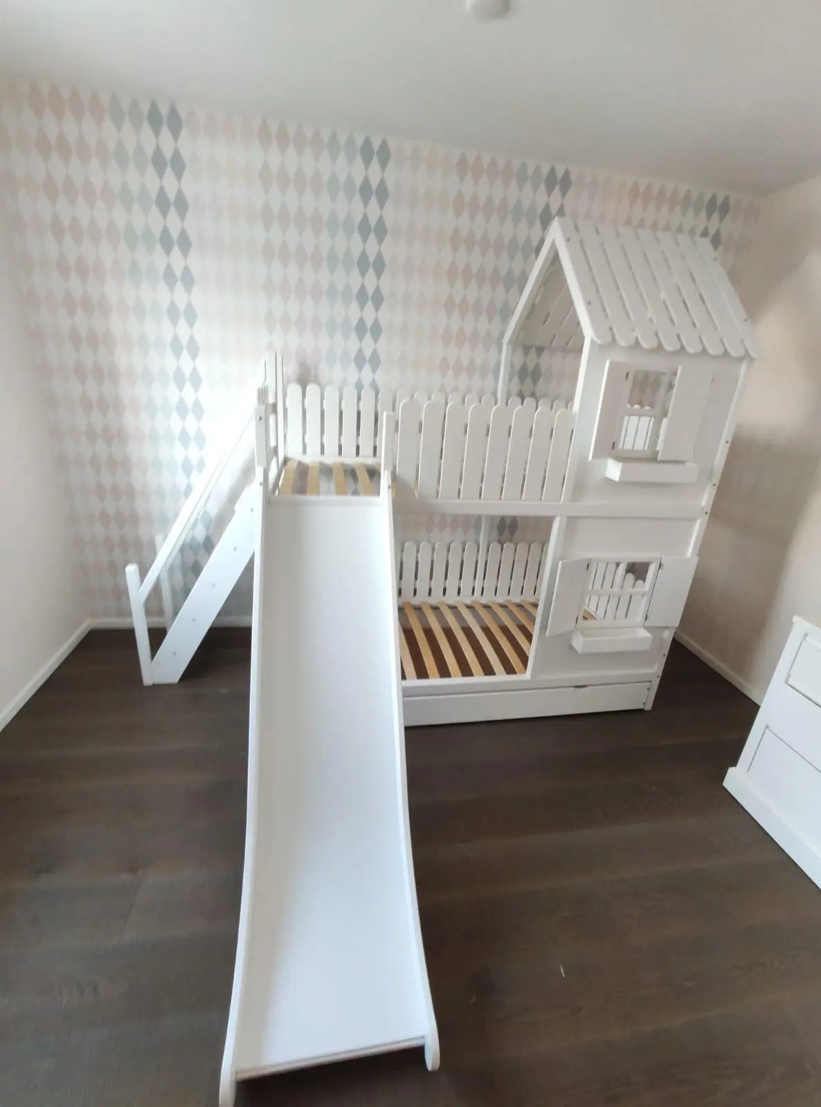 Hausbett, Spielbett LUNA (Leiter,Treppe,Rutsche) - Kubuk Moebel