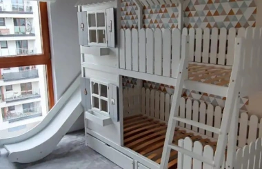 Hausbett, Spielbett LUNA (Leiter,Treppe,Rutsche) - Kubuk Moebel