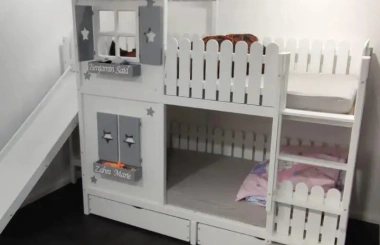 Hausbett, Spielbett LUNA (Leiter,Treppe,Rutsche) - Kubuk Moebel