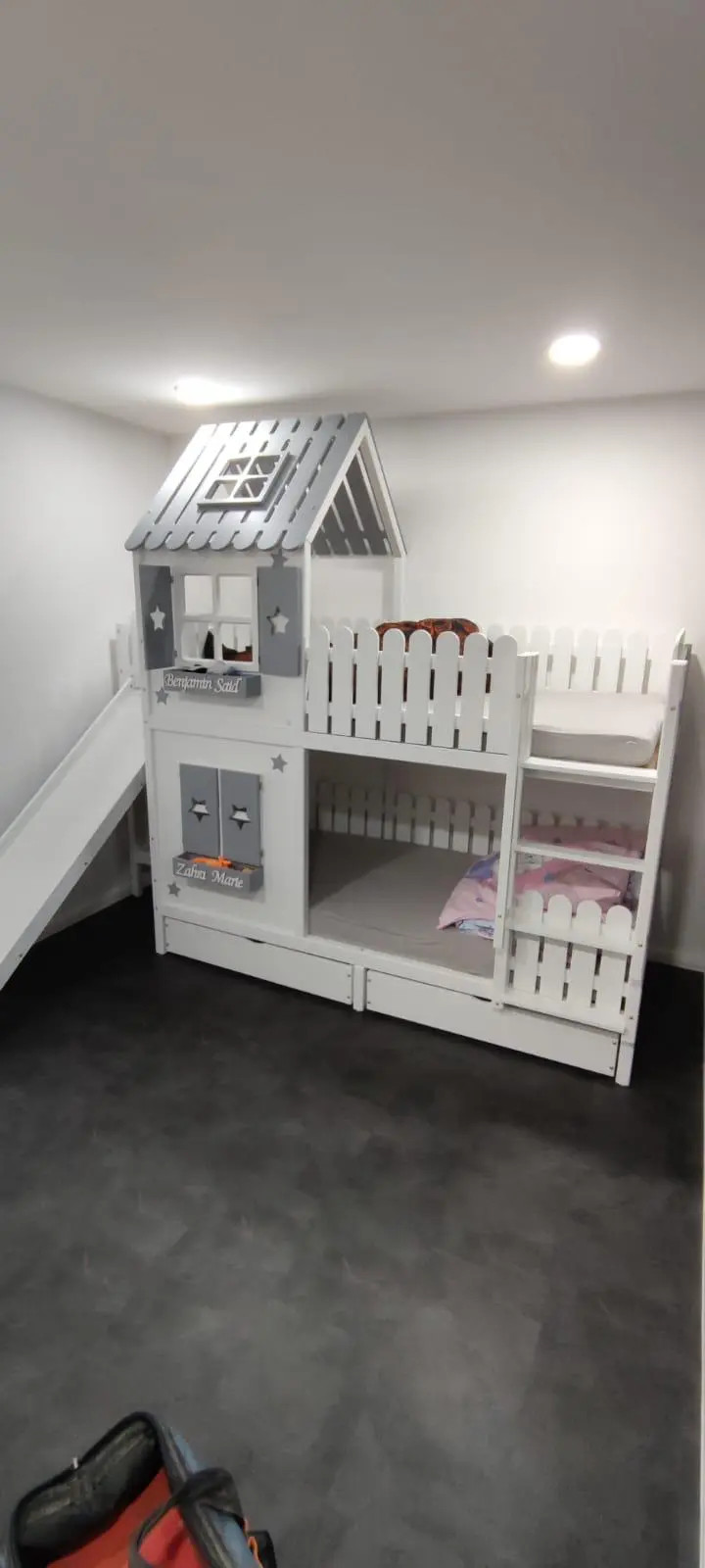 Hausbett, Spielbett LUNA (Leiter,Treppe,Rutsche) - Kubuk Moebel