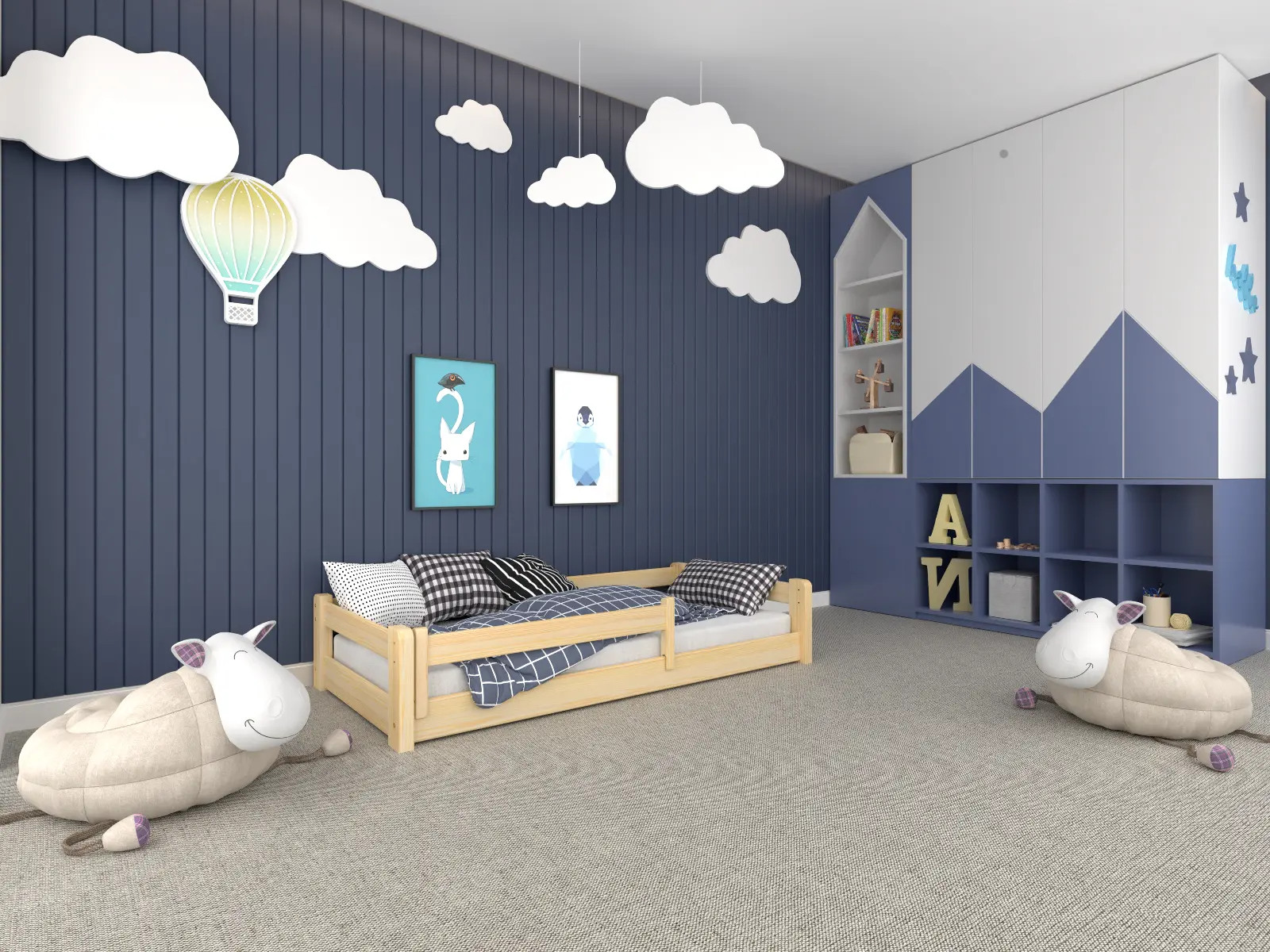 Einzelbett, Kinderbett MINI mit Bettgitter - Kubuk Moebel