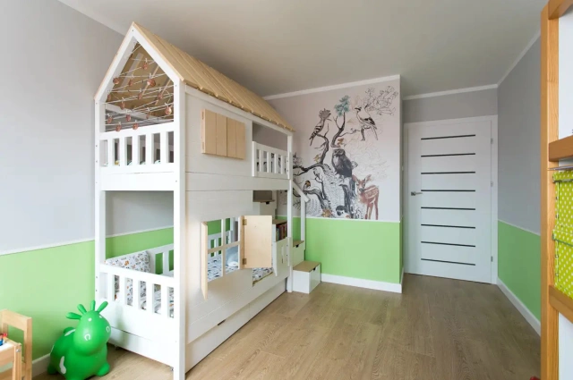 Hausbett, Spielbett KJARA mit vollem Dach und Rutsche - Kubuk Moebel Hausbett, Spielbett KJARA mit vollem Dach und Rutsche - Kubuk Moebel