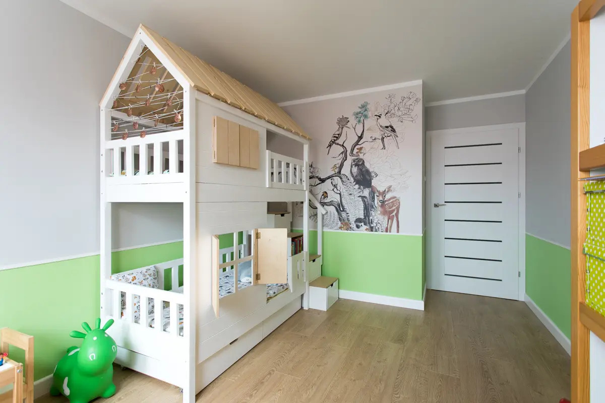 Hausbett, Spielbett KJARA mit vollem Dach und Rutsche - Kubuk Moebel Hausbett, Spielbett KJARA mit vollem Dach und Rutsche - Kubuk Moebel