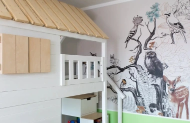 Hausbett, Spielbett KJARA mit vollem Dach und Rutsche - Kubuk Moebel Hausbett, Spielbett KJARA mit vollem Dach und Rutsche - Kubuk Moebel