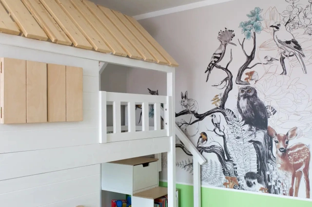 Hausbett, Spielbett KJARA mit vollem Dach und Rutsche - Kubuk Moebel Hausbett, Spielbett KJARA mit vollem Dach und Rutsche - Kubuk Moebel