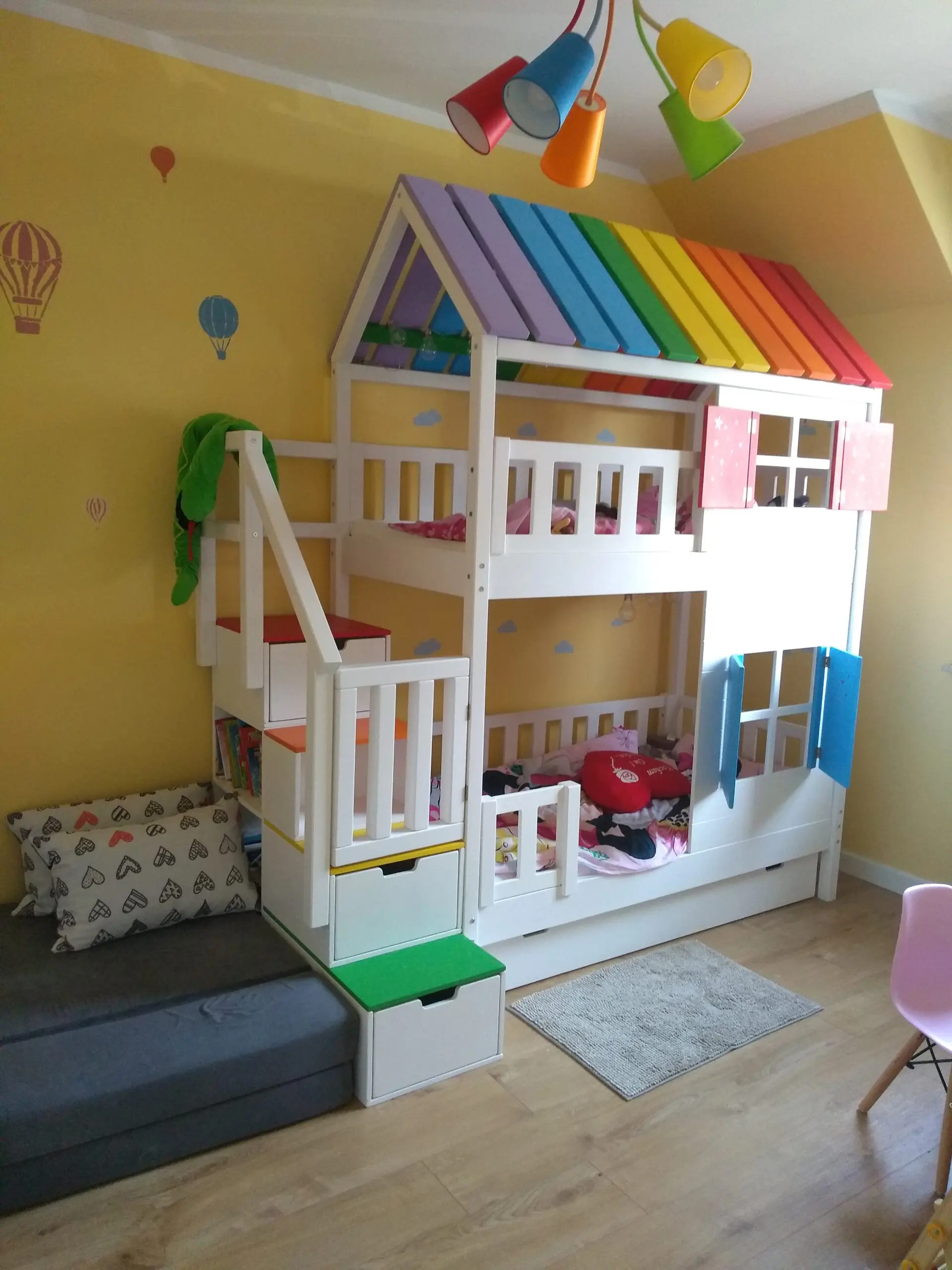 Hausbett, Spielbett KJARA mit vollem Dach und Rutsche - Kubuk Moebel Hausbett, Spielbett KJARA mit vollem Dach und Rutsche - Kubuk Moebel