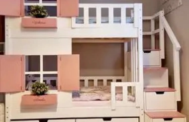 Hausbett, Spielbett KJARA mit vollem Dach und Rutsche - Kubuk Moebel Hausbett, Spielbett KJARA mit vollem Dach und Rutsche - Kubuk Moebel