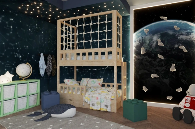 Etagenbett, Kinderbett RICO mit Leiter und Schnurnetz - Kubuk Moebel Etagenbett, Kinderbett RICO mit Leiter und Schnurnetz - Kubuk Moebel