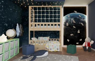 Etagenbett, Kinderbett RICO mit Leiter und Schnurnetz - Kubuk Moebel Etagenbett, Kinderbett RICO mit Leiter und Schnurnetz - Kubuk Moebel