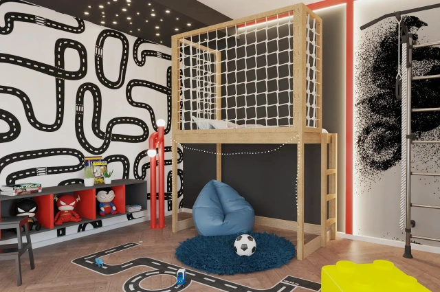 Etagenbett, Kinderbett ROBIN mit Leiter und Schnurnetz - Kubuk Moebel Etagenbett, Kinderbett ROBIN mit Leiter und Schnurnetz - Kubuk Moebel