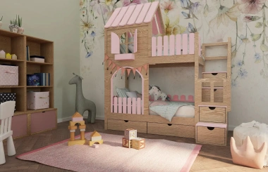 Hausbett, Etagenbett, Kinderbett PIKO mit Treppe - Kubuk Moebel Hausbett, Etagenbett, Kinderbett PIKO mit Treppe - Kubuk Moebel