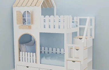 Hausbett, Etagenbett, Kinderbett PIKO mit Treppe - Kubuk Moebel Hausbett, Etagenbett, Kinderbett PIKO mit Treppe - Kubuk Moebel