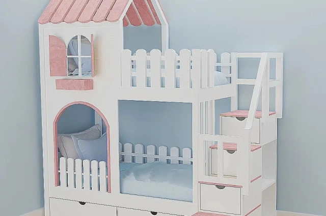 Hausbett, Etagenbett, Kinderbett PIKO mit Treppe - Kubuk Moebel Hausbett, Etagenbett, Kinderbett PIKO mit Treppe - Kubuk Moebel