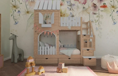 Hausbett, Etagenbett, Kinderbett PIKO mit Treppe - Kubuk Moebel Hausbett, Etagenbett, Kinderbett PIKO mit Treppe - Kubuk Moebel