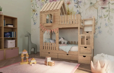 Hausbett, Etagenbett, Kinderbett PIKO mit Treppe - Kubuk Moebel Hausbett, Etagenbett, Kinderbett PIKO mit Treppe - Kubuk Moebel