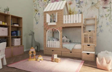 Hausbett, Etagenbett, Kinderbett PIKO mit Treppe - Kubuk Moebel Hausbett, Etagenbett, Kinderbett PIKO mit Treppe - Kubuk Moebel