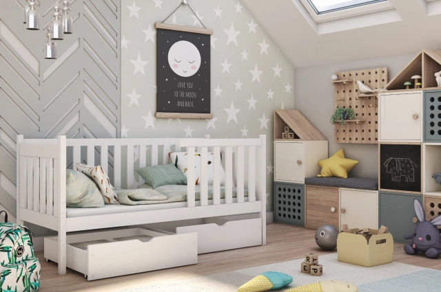 Einzelbett, Kinderbett ALICE mit Schubladen - Kubuk Moebel