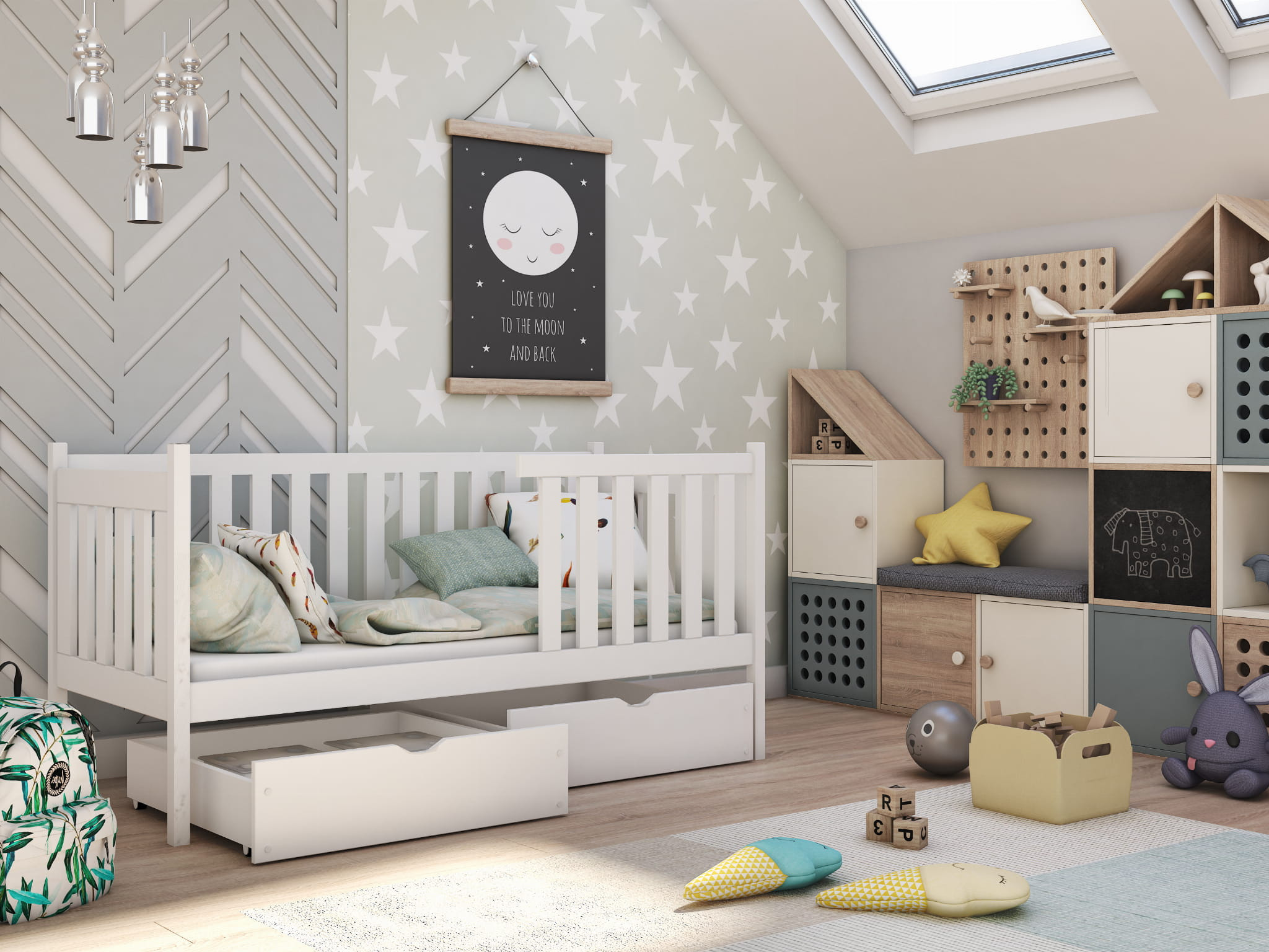 Einzelbett, Kinderbett ALICE mit Schubladen - Kubuk Moebel