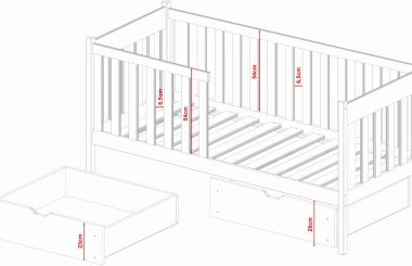 Einzelbett, Kinderbett ALICE mit Schubladen - Kubuk Moebel