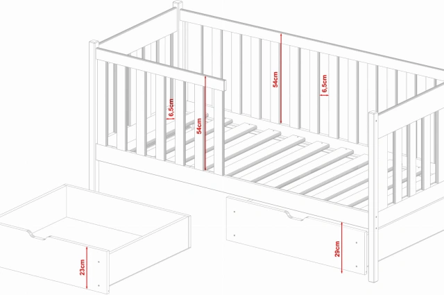 Einzelbett, Kinderbett ALICE mit Schubladen - Kubuk Moebel