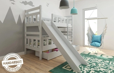 Etagenbett, Spielbett MARCEL SPASS mit Rutsche - Kubuk Moebel