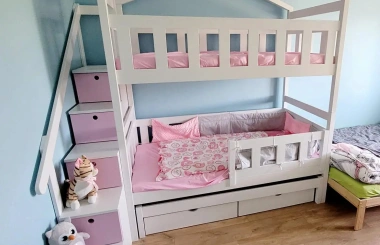 Etagenbett, Kinderbett LINN für 2 Personen mit Treppe - Kubuk Moebel Etagenbett, Kinderbett LINN für 2 Personen mit Treppe - Kubuk Moebel