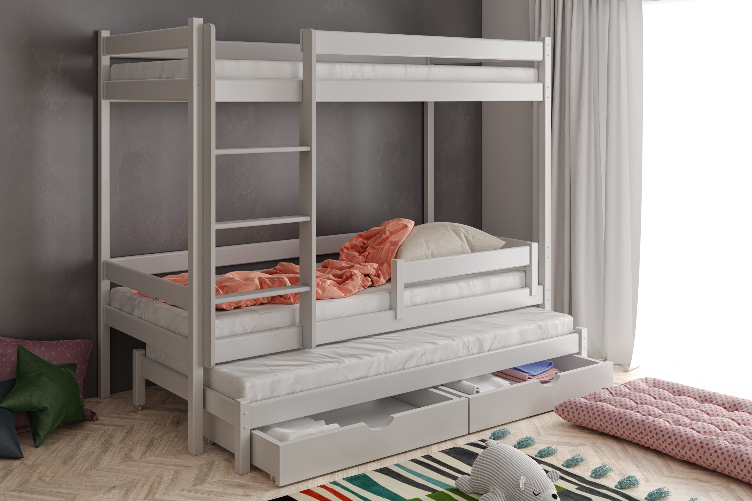 Etagenbett, Kinderbett ANDO für 3 Personen - Kubuk Moebel