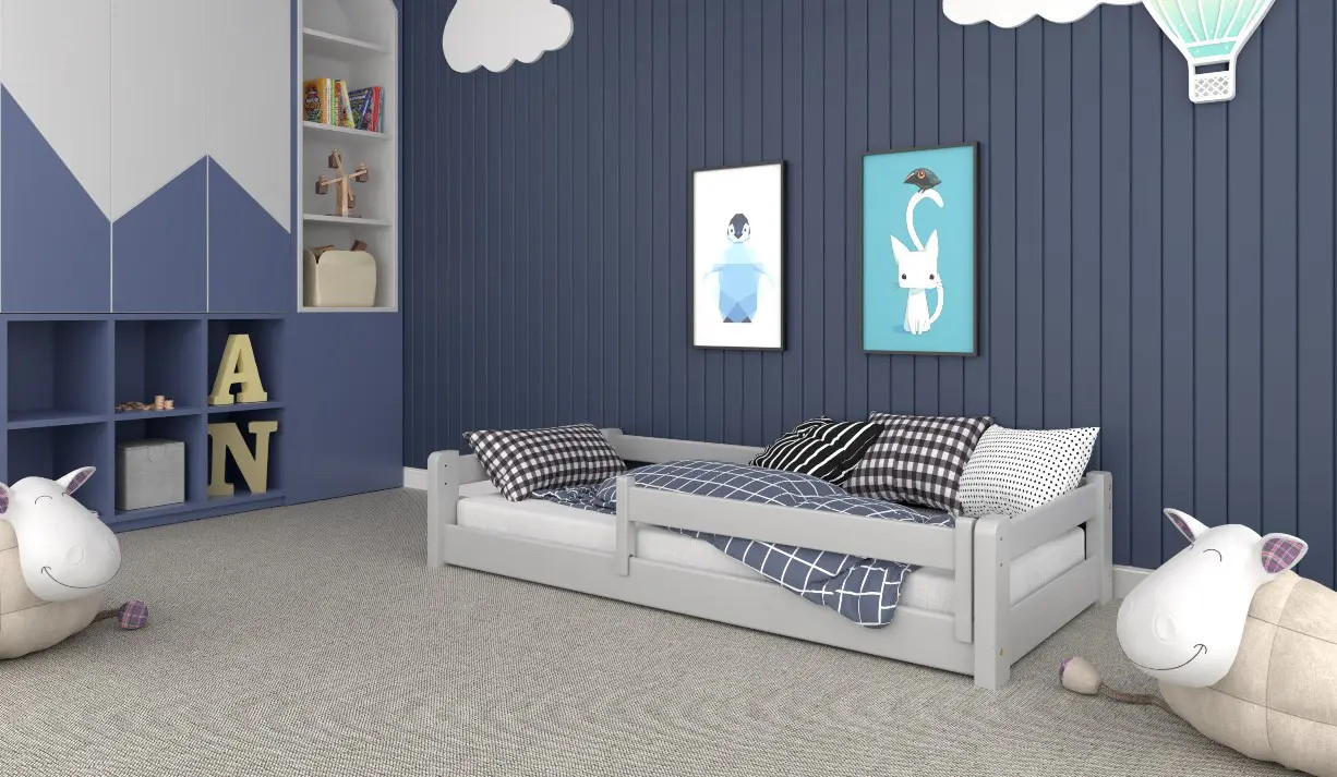 Einzelbett, Kinderbett MINI mit Bettgitter - Kubuk Moebel