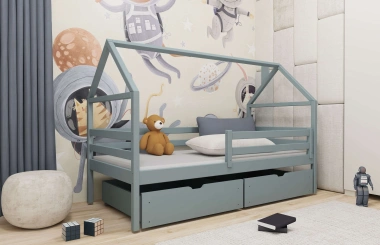 Einzelbett, Kinderbett, Hausbett ARON - Kubuk Moebel