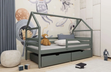 Einzelbett, Kinderbett, Hausbett ARON - Kubuk Moebel