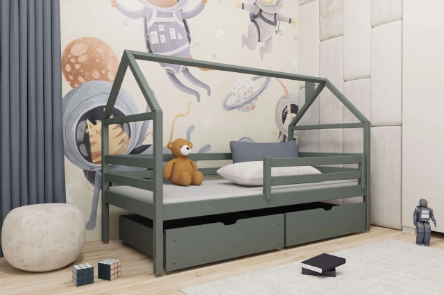 Einzelbett, Kinderbett, Hausbett ARON - Kubuk Moebel