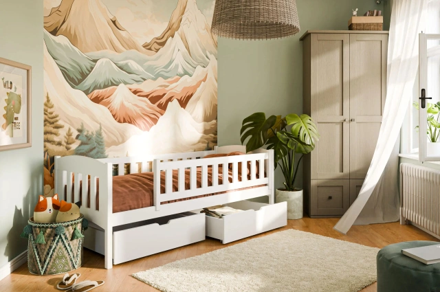 Einzelbett, Kinderbett GUCIO mit Schubladen - Kubuk Moebel