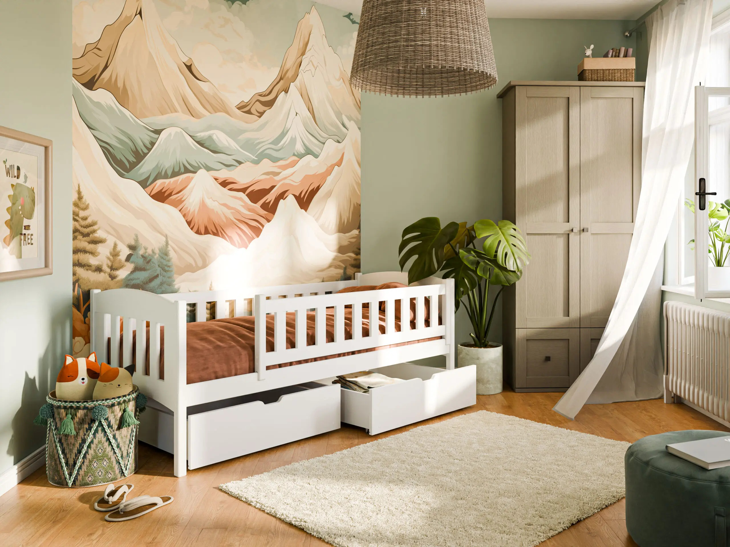 Einzelbett, Kinderbett GUCIO mit Schubladen - Kubuk Moebel