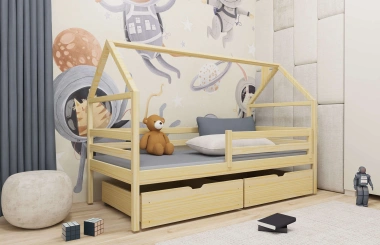 Einzelbett, Kinderbett, Hausbett ARON - Kubuk Moebel