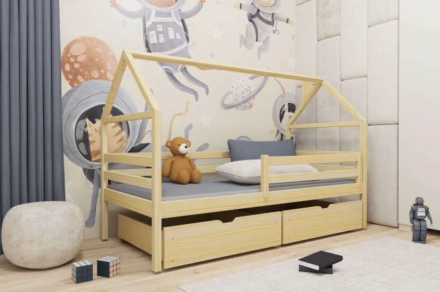 Einzelbett, Kinderbett, Hausbett ARON - Kubuk Moebel