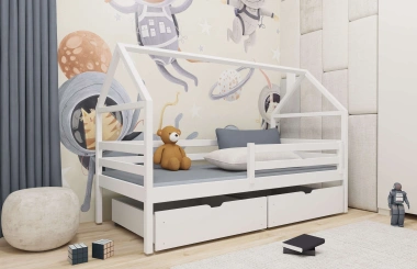 Einzelbett, Kinderbett, Hausbett ARON - Kubuk Moebel