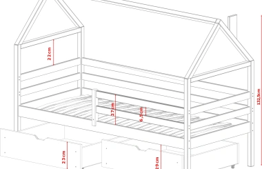 Einzelbett, Kinderbett, Hausbett ARON - Kubuk Moebel