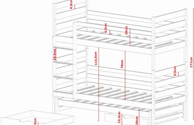 Kinderbett, Etagenbett TOMI TRIO - Kubuk Moebel Kinderbett, Etagenbett TOMI TRIO - Kubuk Moebel