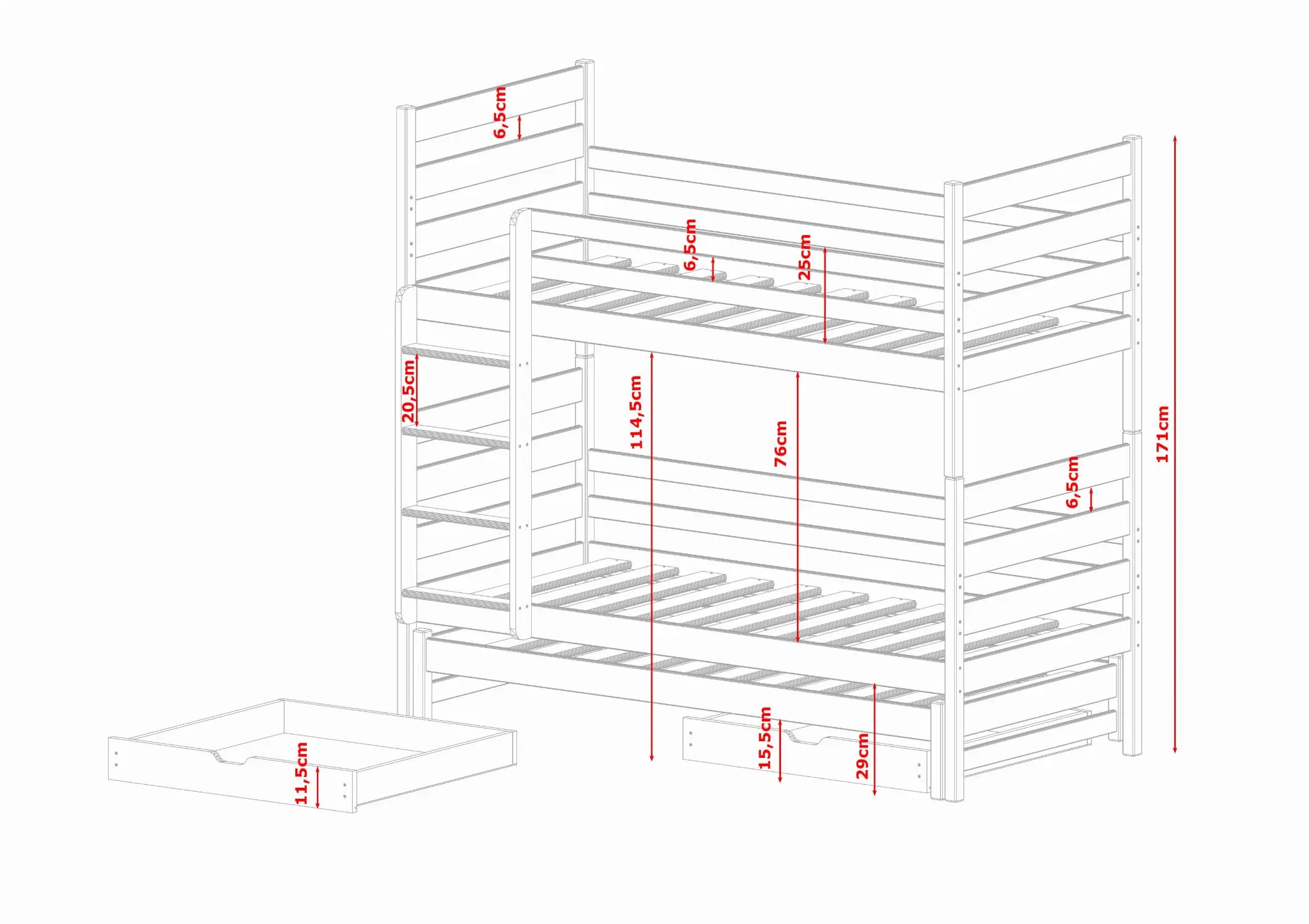 Kinderbett, Etagenbett TOMI TRIO - Kubuk Moebel Kinderbett, Etagenbett TOMI TRIO - Kubuk Moebel