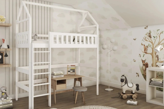 Hochbett, Kinderbett, Hausbett OTI - Kubuk Moebel