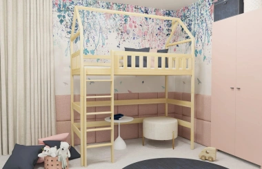 Hochbett, Kinderbett, Hausbett OTI - Kubuk Moebel