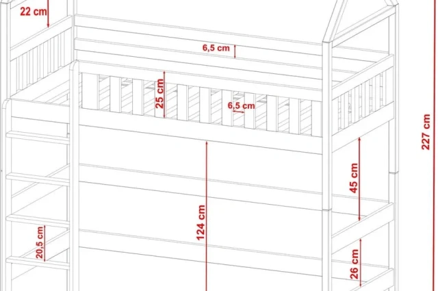 Hochbett, Kinderbett, Hausbett OTI - Kubuk Moebel