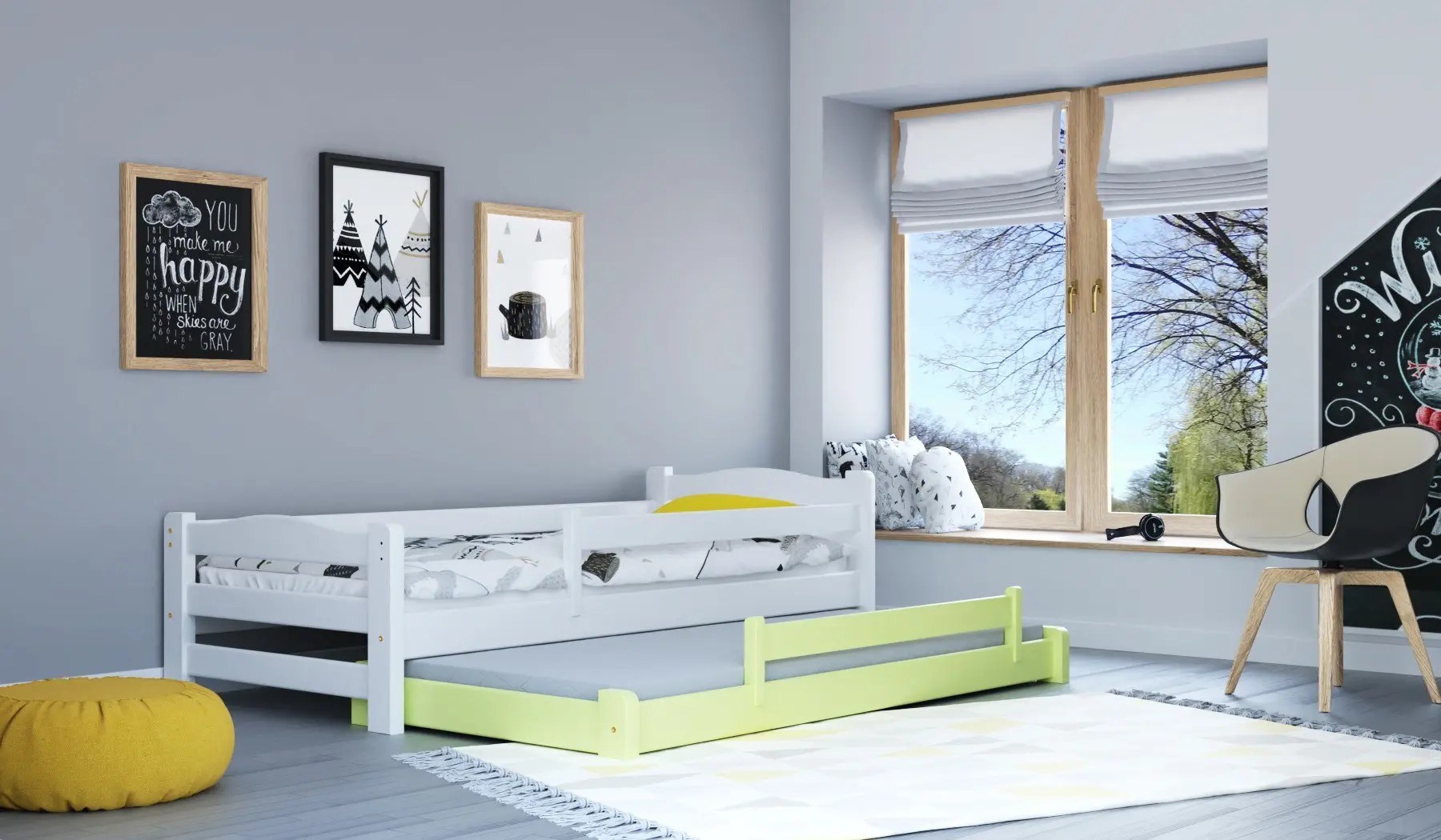 Ausziehbett, Kinderbett, Doppelbett DUOMI PLUS - Kubuk Moebel