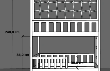 Etagenbett, Kinderbett RICO mit Leiter und Schnurnetz - Kubuk Moebel Etagenbett, Kinderbett RICO mit Leiter und Schnurnetz - Kubuk Moebel