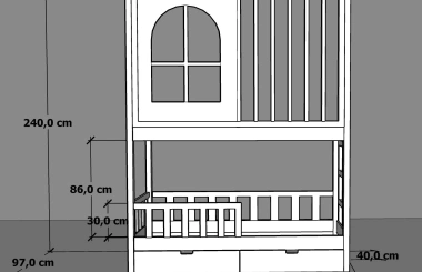 Etagenbett, Kinderbett Stella mit Gitterschutz und Leiter - Kubuk Moebel