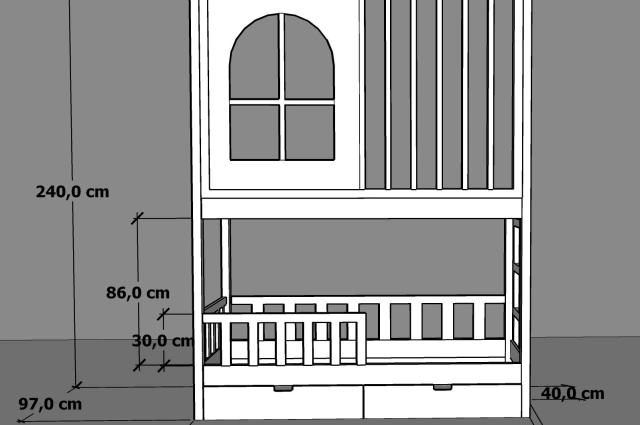 Etagenbett, Kinderbett Stella mit Gitterschutz und Leiter - Kubuk Moebel