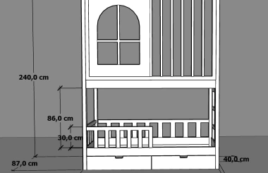 Etagenbett, Kinderbett Stella mit Gitterschutz und Leiter - Kubuk Moebel