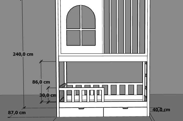 Etagenbett, Kinderbett Stella mit Gitterschutz und Leiter - Kubuk Moebel